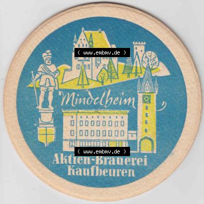 Bierdeckel Mindelheim, Aktien-Brauerei Kaufbeuren (2). Deutscher Katalog über deutsche Bierdeckel Aktienbrauerei Kaufbeuren aus Bundesland Bayern, zum katalogisieren deiner... Sammlung