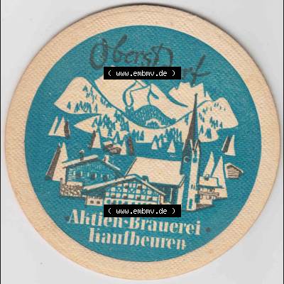 Bierdeckel Obersdorf Aktien-Brauerei Kaufbeuren (2). Deutscher Katalog über deutsche Bierdeckel Aktienbrauerei Kaufbeuren aus Bundesland Bayern, zum katalogisieren deiner Sammlung Sammlung