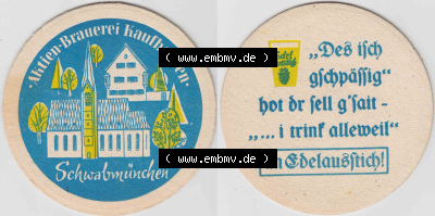 Bierdeckel Aktien-Brauerei Kaufbeuren, Schwabmünchen (1). Deutscher Katalog über deutsche Bierdeckel Aktienbrauerei Kaufbeuren... Sammlung