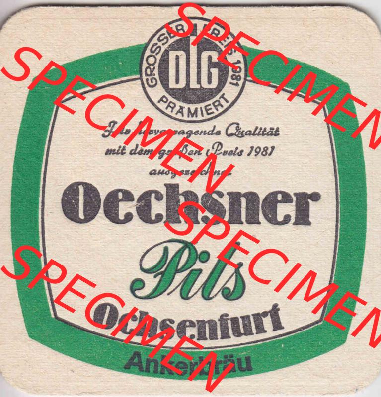 Bierdeckel Oechsner Pils Ochsenfurt Ankerbräu (2). Deutscher Katalog über deutsche Bierdeckel Privatbrauerei Oechsner aus Bundesland Bayern, zum katalogisieren und kategorisieren... Sammlung