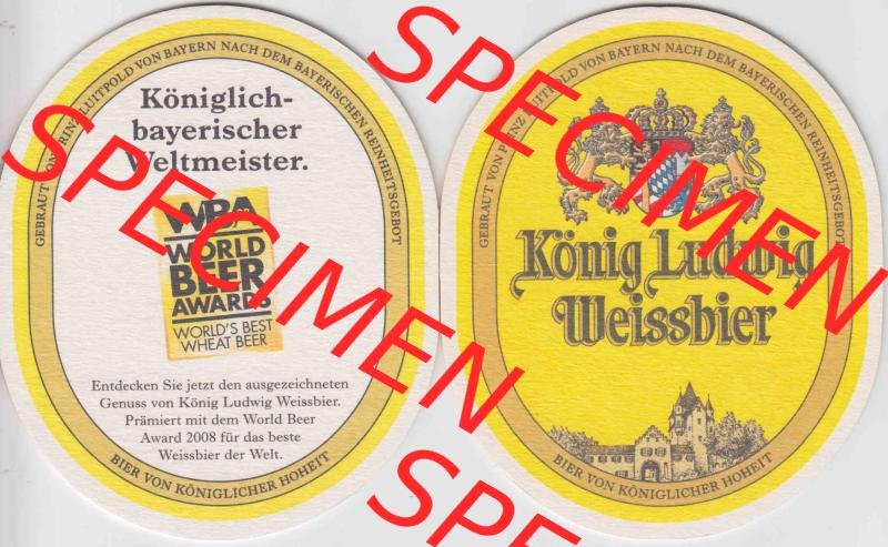Bierdeckel 2008 König Ludwig Weissbier Gebraut von Prinz Luitpold von Bayern (1). Deutscher Katalog über deutsche Bierdeckel König Ludwig Schlossbrauerei Kaltenberg aus... Sammlung