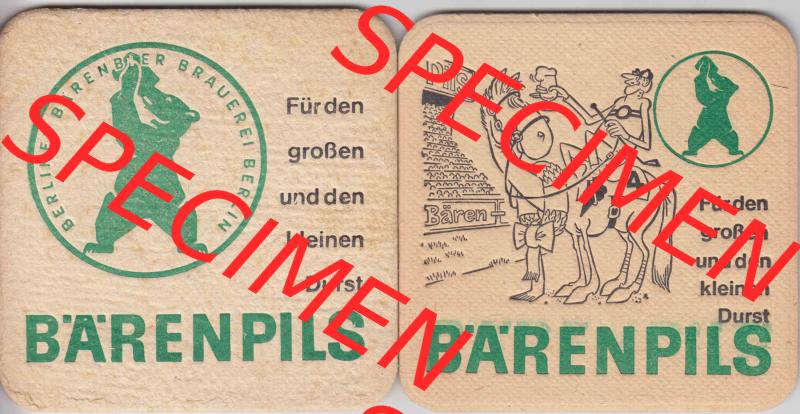 Bierdeckel Bärenpils, Berliner Bärenbier Brauerei Berlin (7). Deutscher Katalog über deutsche Bierdeckel Berliner Bärenbier Brauerei Berlin aus Bundesland Brandenburg... Sammlung