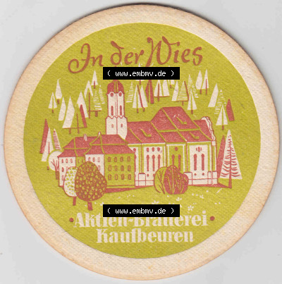 Bierdeckel In der Wies, Aktien-Brauerei Kaufbeuren (2). Deutscher Katalog über deutsche Bierdeckel Aktienbrauerei Kaufbeuren... Sammlung