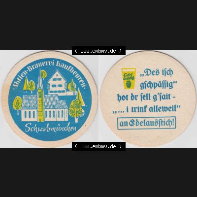 Bierdeckel Aktien-Brauerei Kaufbeuren, Schwabmünchen (1). Deutscher Katalog über deutsche Bierdeckel Aktienbrauerei Kaufbeuren aus Bundesland Bayern, zum katalogisieren... Sammlung