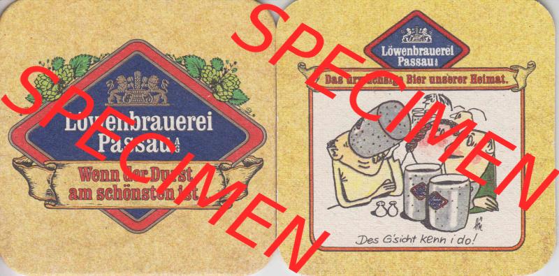 Bierdeckel Deutschland Löwenbrauerei Passau, Das urwüchsige Bier unserer Heimat, Des Gsicht kenn i do (1). Katalog über deutsche Bierdeckel der Löwenbrauerei... Sammlung