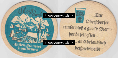 Bierdeckel Obersdorf Aktien-Brauerei Kaufbeuren (1). Deutscher Katalog über deutsche Bierdeckel Aktienbrauerei Kaufbeuren aus... Sammlung