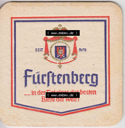Bierdeckel Fürstenberg in der Tat eines ddere besten Biere der Welt 1470-1970 (2). Deutscher Katalog über deutsche Bierdeckel... Sammlung