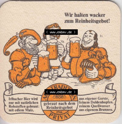 Bierdeckel Irlbacher Echt altbayrisches Hefe-Weizen Export, Original Flschengärung (3). Deutscher Katalog über deutsche Bierdeckel... Sammlung