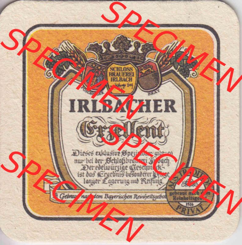 Bierdeckel Irlbacher Exzellent, Wir führen gutes im Schilde (2). Deutscher Katalog über deutsche Bierdeckel Schlossbrauerei Irlbach aus Bundesland Bayern, zum katalogisieren... Sammlung