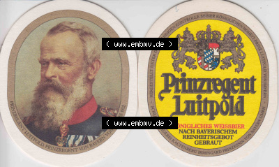 Bierdeckel Prinzregent Luitpold Königliches Weißbier, nach Bayerischem Reinheitsgebot gebraut (1). Deutscher Katalog über deutsche... Sammlung