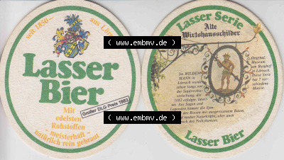 Bierdeckel Lasser Bier, Mit edelsten Rohstoffen, meisterhaft natürlich rein gebraut, Lasser Serie Alte Wirtshausschilder (3).... Sammlung