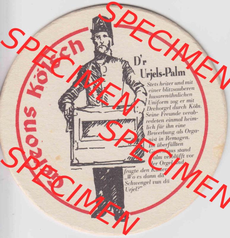 Bierdeckel Deutschland Gereons Kölsch Dr Urjels-Palm (1). Deutscher Katalog über deutsche Bierdeckel Gereons Kölsch aus Bundesland Nordrhein-Westfalen, zum katalogisieren... Sammlung