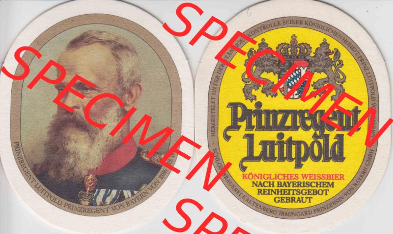 Bierdeckel Prinzregent Luitpold Königliches Weißbier, nach Bayerischem Reinheitsgebot gebraut (1). Deutscher Katalog über deutsche Bierdeckel König Ludwig Schlossbrauerei... Sammlung