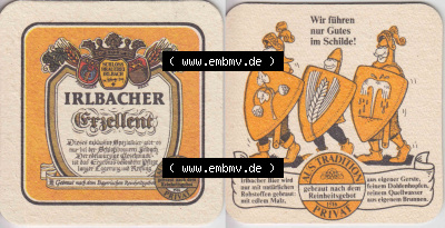 Bierdeckel Irlbacher Exzellent, Wir führen gutes im Schilde (1). Deutscher Katalog über deutsche Bierdeckel Schlossbrauerei... Sammlung