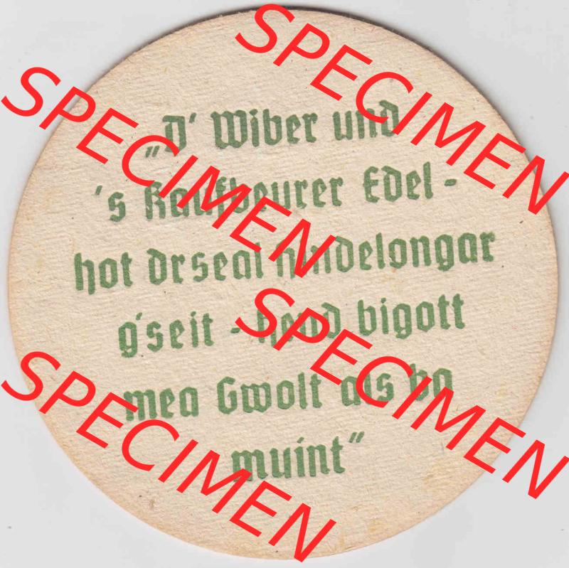 Bierdeckel Hindelang, Aktien-Brauerei Kaufbeuren (3). Deutscher Katalog über deutsche Bierdeckel Aktienbrauerei Kaufbeuren aus Bundesland Bayern, zum katalogisieren deiner... Sammlung