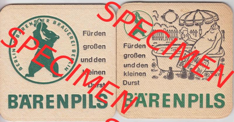 Bierdeckel Bärenpils, Berliner Bärenbier Brauerei Berlin (5). Deutscher Katalog über deutsche Bierdeckel Berliner Bärenbier Brauerei Berlin aus Bundesland Brandenburg... Sammlung