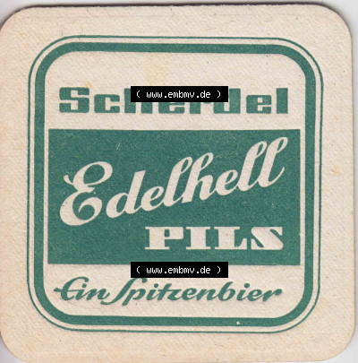 Bierdeckel Scherdel Edelhell Pils Ein Spitzenbier, mit Unbedruckter Rückseite (2). Deutscher Katalog über deutsche Bierdeckel... Sammlung
