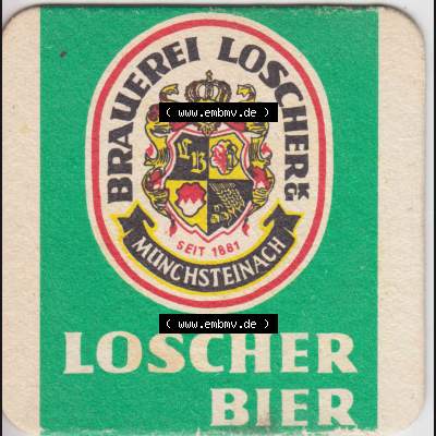 Bierdeckel 1981 Brauerei Loscher Münchsteinach, 100 Jahre Loscher Bier (2). Deutscher Katalog über deutsche Bierdeckel Brauerei Loscher Münchsteinach aus Bundesland... Sammlung