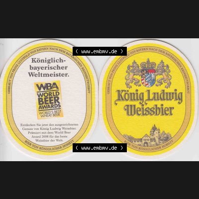 Bierdeckel 2008 König Ludwig Weissbier Gebraut von Prinz Luitpold von Bayern (1). Deutscher Katalog über deutsche Bierdeckel König Ludwig Schlossbrauerei Kaltenberg aus... Sammlung