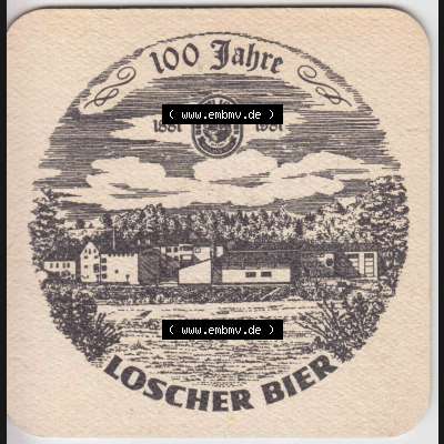 Bierdeckel 1981 Brauerei Loscher Münchsteinach, 100 Jahre Loscher Bier (3). Deutscher Katalog über deutsche Bierdeckel Brauerei Loscher Münchsteinach aus Bundesland... Sammlung
