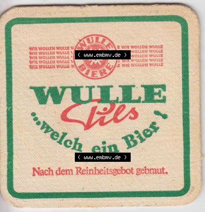 Bierdeckel Wulle Pils, welch ein Bier, Nach dem Reinheitsgebot gebraut (2). Deutscher Katalog über deutsche Bierdeckel Brauerei... Sammlung