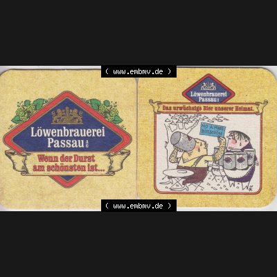 Bierdeckel Deutschland Löwenbrauerei Passau, Das urwüchsige Bier unserer Heimat, No a Mass Bittschön (1). Katalog über deutsche Bierdeckel der Löwenbrauerei... Sammlung
