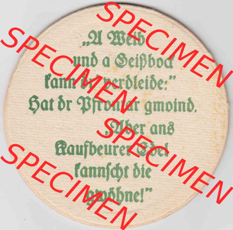 Bierdeckel Aktien-Brauerei Kaufbeuren, Pfronten (3). Deutscher Katalog über deutsche Bierdeckel Aktienbrauerei Kaufbeuren aus Bundesland Bayern, zum katalogisieren deiner... Sammlung