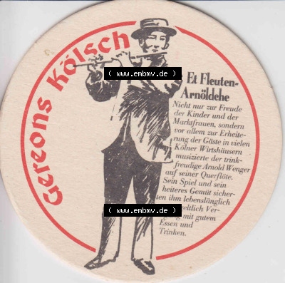 Bierdeckel Deutschland Gereons Kölsch Et Fleuten-Arnoldehe (1). Deutscher Katalog über deutsche Bierdeckel Gereons Kölsch aus... Sammlung
