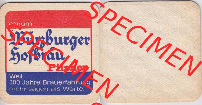 Bierdeckel Warum Würzburger Hofbräu Pilsner, Weil 300 Jahre Brauerfahrung mehr sagen als Worte (1). Deutscher Katalog über deutsche Bierdeckel Würzburger Hofbräu... Sammlung