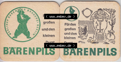 Bierdeckel Bärenpils, Berliner Bärenbier Brauerei Berlin (6). Deutscher Katalog über deutsche Bierdeckel Berliner Bärenbier... Sammlung