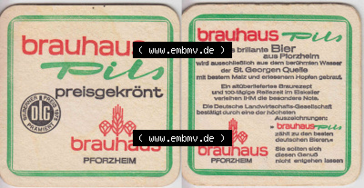 Bierdeckel Brauhaus Pils Preisgekrönt, Brauhaus Pforzheim (1). Deutscher Katalog über deutsche Bierdeckel Brauhaus Pforzheim... Sammlung