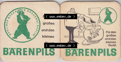 Bierdeckel Bärenpils, Berliner Bärenbier Brauerei Berlin (10). Deutscher Katalog über deutsche Bierdeckel Berliner Bärenbier... Sammlung