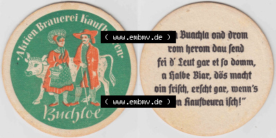 Bierdeckel Buchloe, Aktien-Brauerei Kaufbeuren (1). Deutscher Katalog über deutsche Bierdeckel Aktienbrauerei Kaufbeuren aus... Sammlung