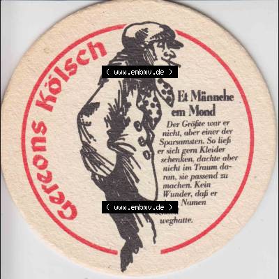Bierdeckel Deutschland Gereons Kölsch Et Männehe em Mond (1). Deutscher Katalog über deutsche Bierdeckel Gereons Kölsch aus Bundesland Nordrhein-Westfalen, zum... Sammlung