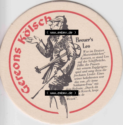 Bierdeckel Deutschland Gereons Kölsch Breuers Leo (1). Deutscher Katalog über deutsche Bierdeckel Gereons Kölsch aus Bundesland... Sammlung