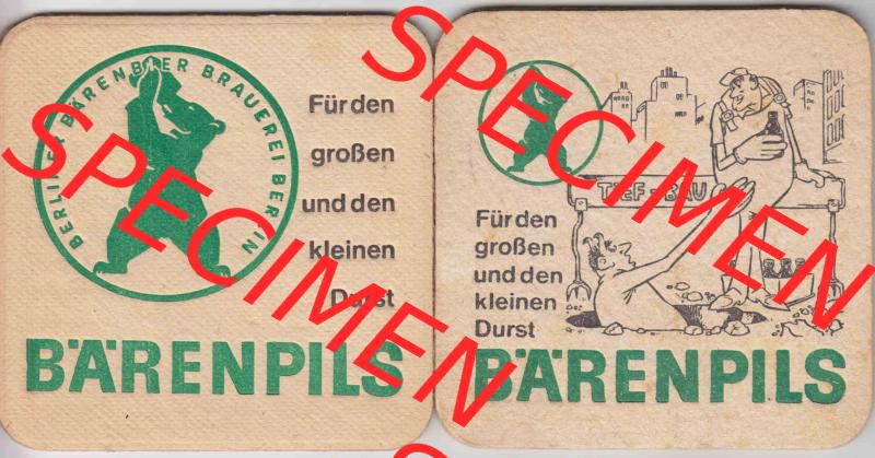 Bierdeckel Bärenpils, Berliner Bärenbier Brauerei Berlin (8). Deutscher Katalog über deutsche Bierdeckel Berliner Bärenbier Brauerei Berlin aus Bundesland Brandenburg... Sammlung