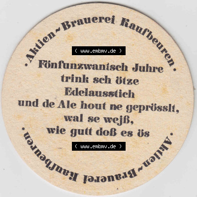 Bierdeckel Schmuck aus Neugablonz, Aktien-Brauerei Kaufbeuren (3). Deutscher Katalog über deutsche Bierdeckel Aktienbrauerei... Sammlung