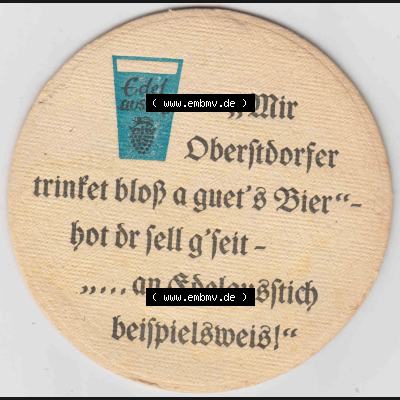 Bierdeckel Obersdorf Aktien-Brauerei Kaufbeuren (3). Deutscher Katalog über deutsche Bierdeckel Aktienbrauerei Kaufbeuren aus Bundesland Bayern, zum katalogisieren deiner Sammlung Sammlung