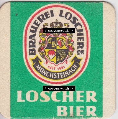 Bierdeckel 1981 Brauerei Loscher Münchsteinach, 100 Jahre Loscher Bier (2). Deutscher Katalog über deutsche Bierdeckel Brauerei... Sammlung