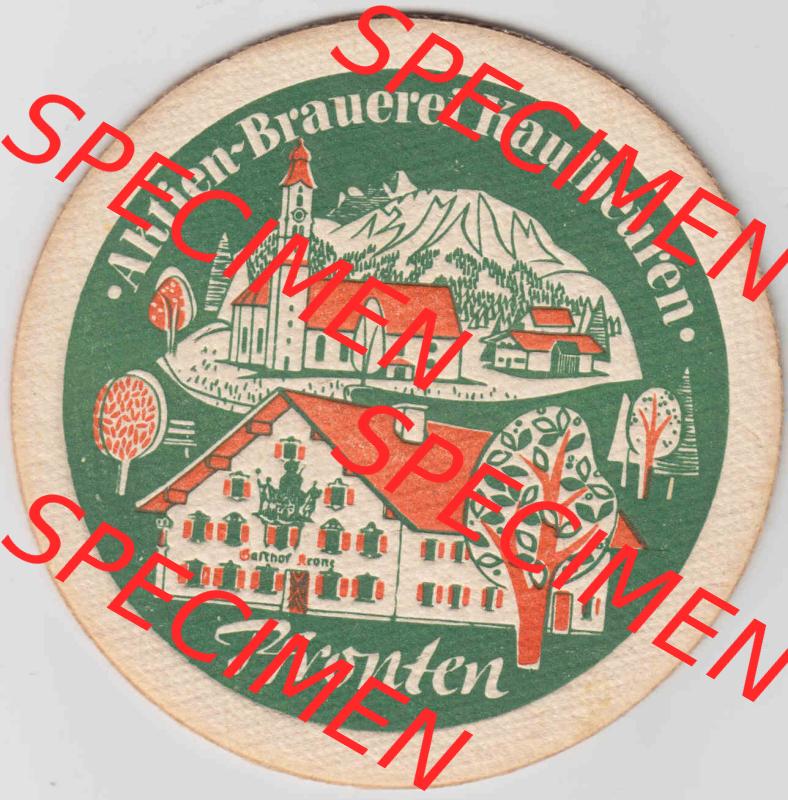 Bierdeckel Aktien-Brauerei Kaufbeuren, Pfronten (2). Deutscher Katalog über deutsche Bierdeckel Aktienbrauerei Kaufbeuren aus Bundesland Bayern, zum katalogisieren deiner... Sammlung