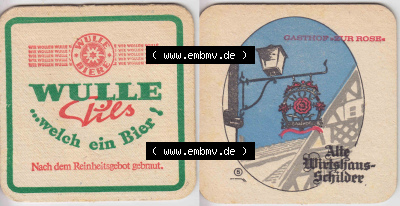 Bierdeckel Wulle Pils, welch ein Bier, Nach dem Reinheitsgebot gebraut (1). Deutscher Katalog über deutsche Bierdeckel Brauerei... Sammlung
