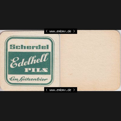 Bierdeckel Scherdel Edelhell Pils Ein Spitzenbier, mit Unbedruckter Rückseite (1). Deutscher Katalog über deutsche Bierdeckel Scherdel Bier aus Bundesland Bayern,... Sammlung