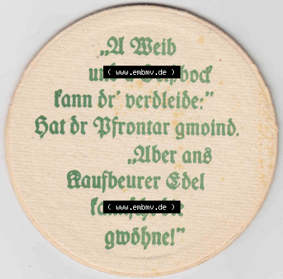 Bierdeckel Aktien-Brauerei Kaufbeuren, Pfronten (3). Deutscher Katalog über deutsche Bierdeckel Aktienbrauerei Kaufbeuren aus... Sammlung