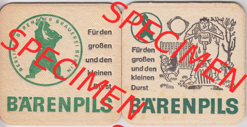Bierdeckel Bärenpils, Berliner Bärenbier Brauerei Berlin (6). Deutscher Katalog über deutsche Bierdeckel Berliner Bärenbier Brauerei Berlin aus Bundesland Brandenburg... Sammlung