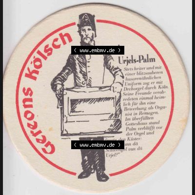 Bierdeckel Deutschland Gereons Kölsch Dr Urjels-Palm (1). Deutscher Katalog über deutsche Bierdeckel Gereons Kölsch aus Bundesland Nordrhein-Westfalen, zum katalogisieren... Sammlung