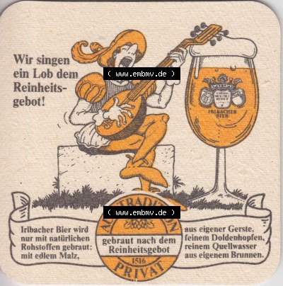 Bierdeckel Irlbacher Schloßherrn Weisse Export aus hellem Malz, Original Flaschengärung mit feinster obergäriger Hefe (3).... Sammlung