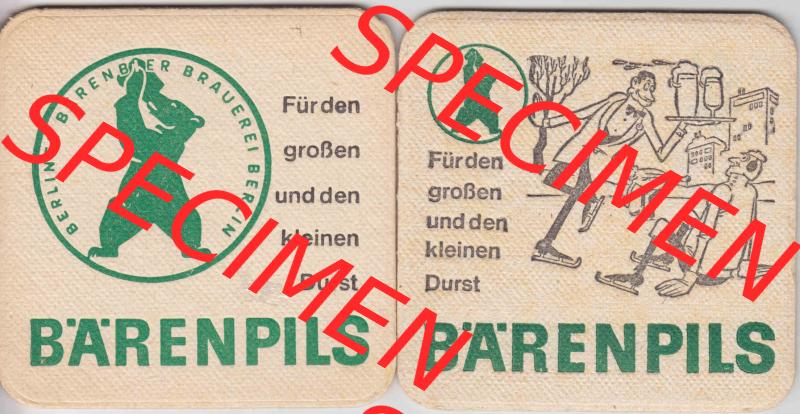 Bierdeckel Bärenpils, Berliner Bärenbier Brauerei Berlin (4). Deutscher Katalog über deutsche Bierdeckel Berliner Bärenbier Brauerei Berlin aus Bundesland Brandenburg... Sammlung