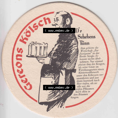 Bierdeckel Deutschland Gereons Kölsch Dr Sehebens Tünn (1). Deutscher Katalog über deutsche Bierdeckel Gereons Kölsch aus... Sammlung