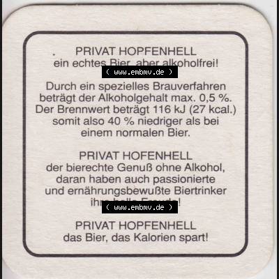 Bierdeckel Privat Hopfenhell, feinherbes Schankbier, alkoholfrei (3). Deutscher Katalog über deutsche Bierdeckel Privatbrauerei Werner-Bräu aus Bundesland Bayern,... Sammlung