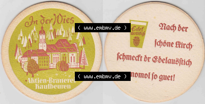 Bierdeckel In der Wies, Aktien-Brauerei Kaufbeuren (1). Deutscher Katalog über deutsche Bierdeckel Aktienbrauerei Kaufbeuren... Sammlung